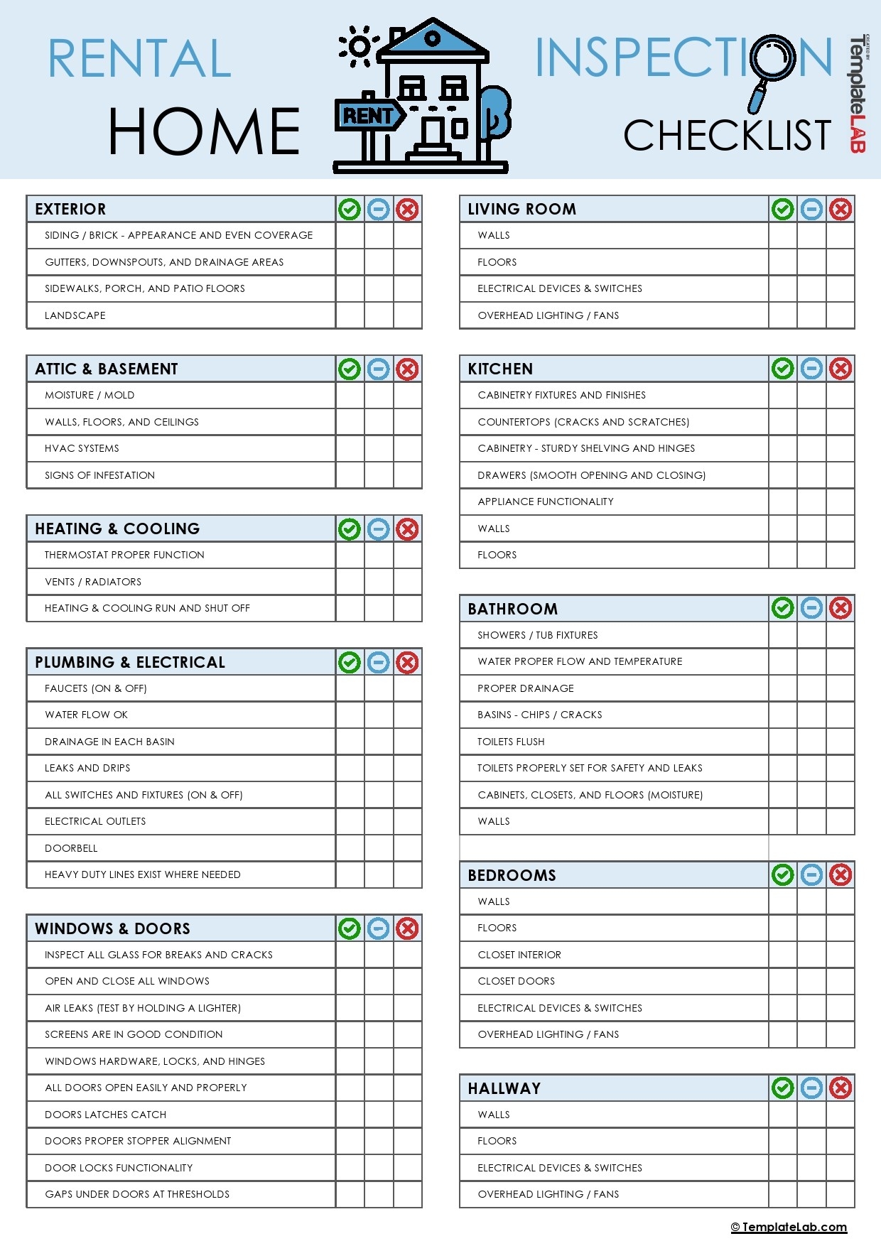 Printable Rental Inspection Checklist Template Printable Templates