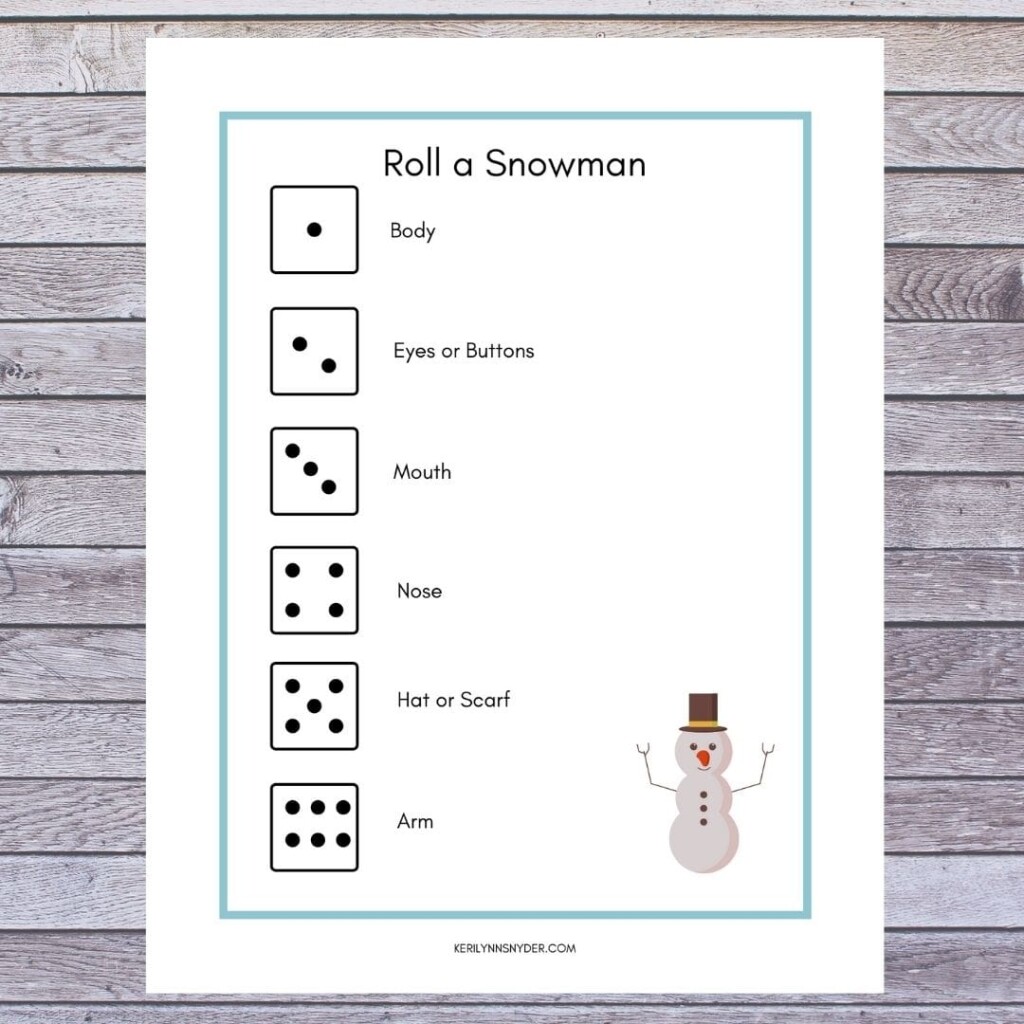 Printable Roll A Snowman Game Intentional Living