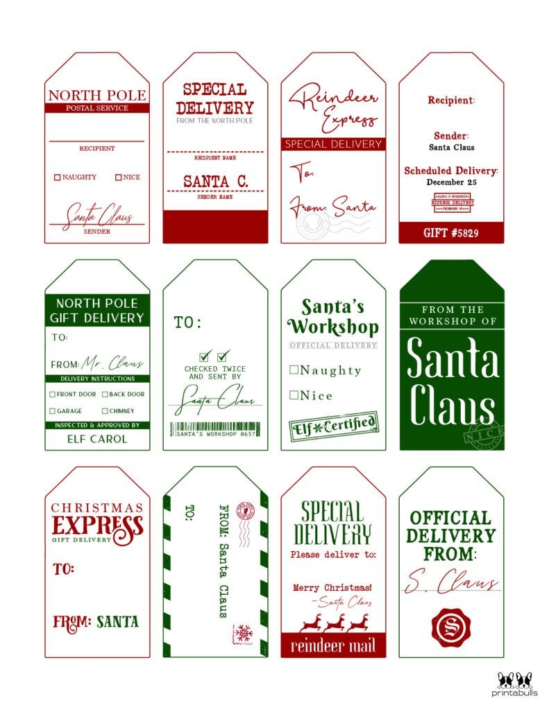 Printable Santa Gift Tags 80 Free Tags Labels