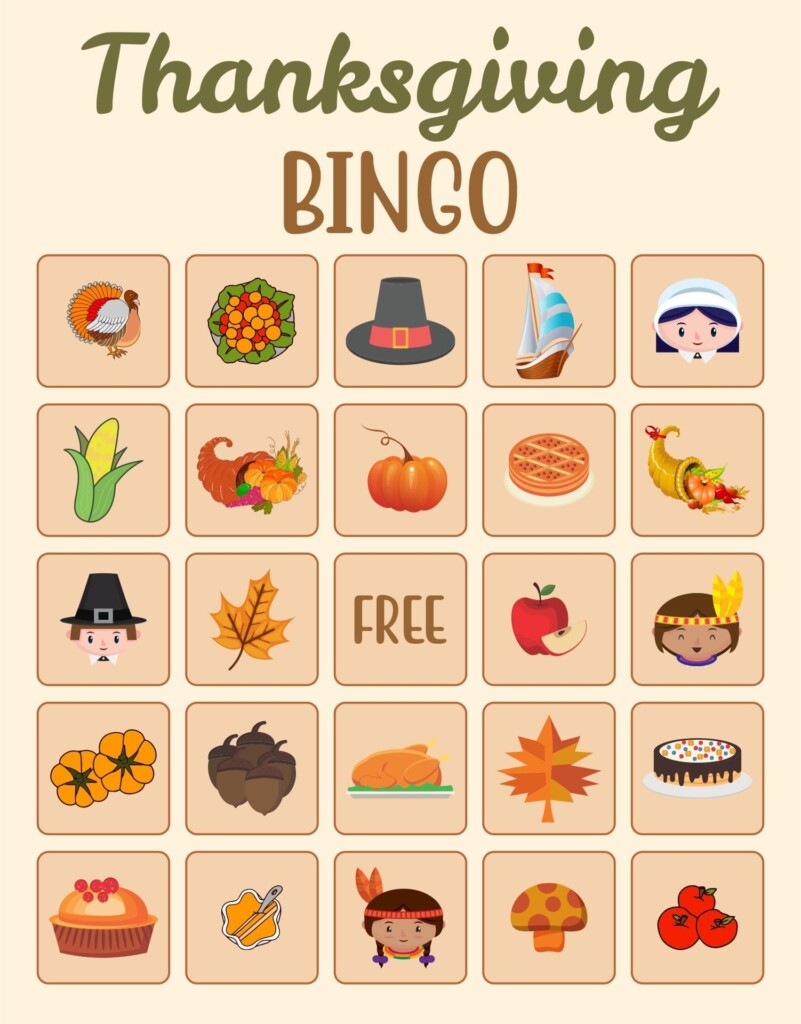 Printable Thanksgiving Bingo PrintableLib