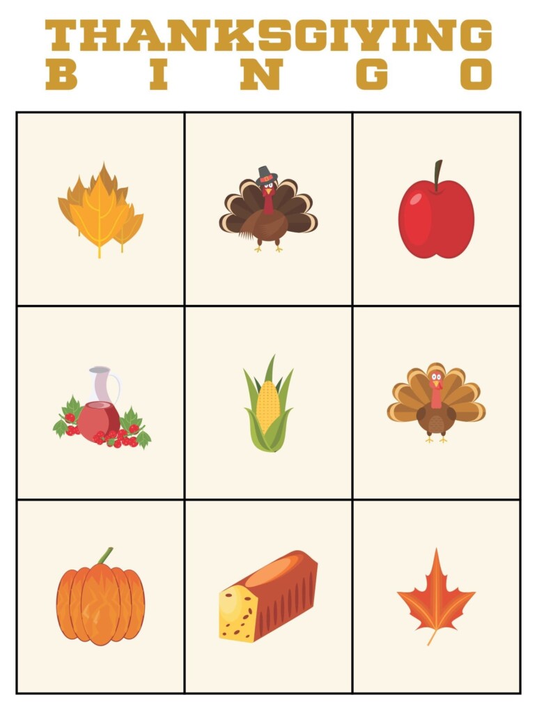 Printable Thanksgiving Bingo PrintableLib