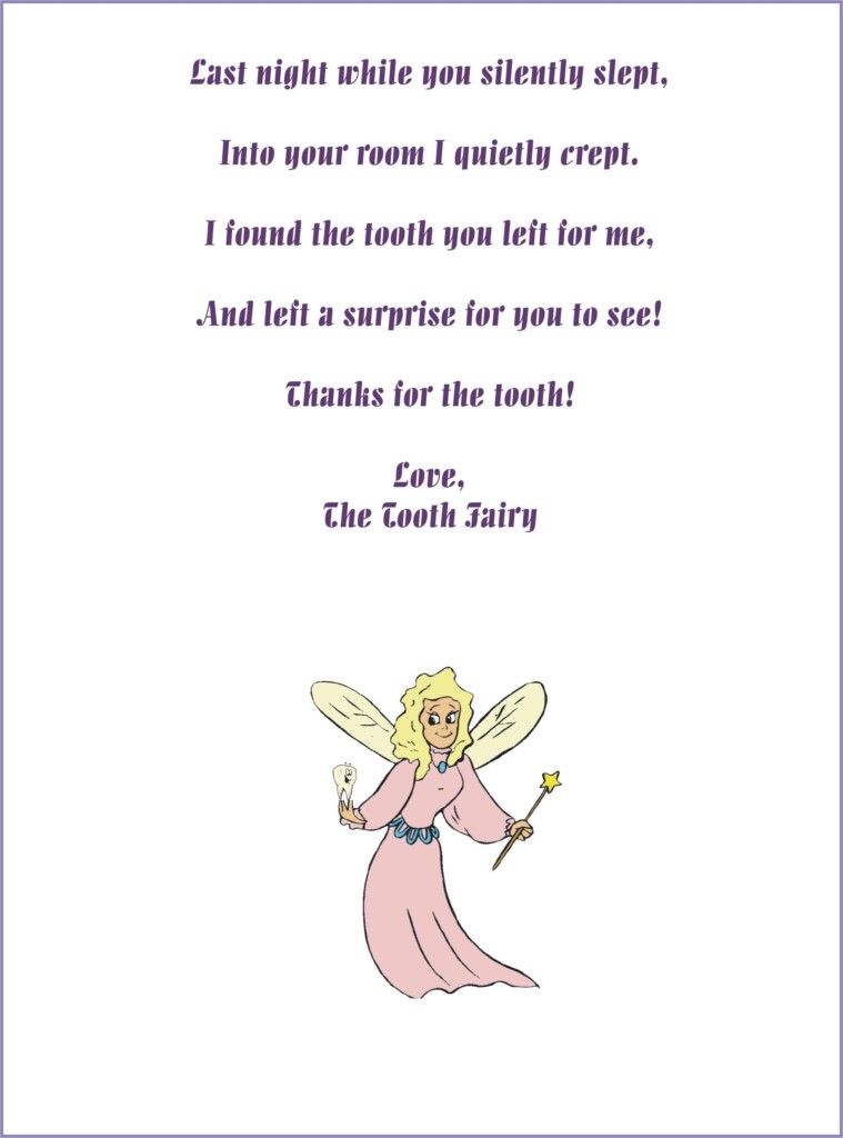 Printable Tooth Fairy Letter Template Printable Templates