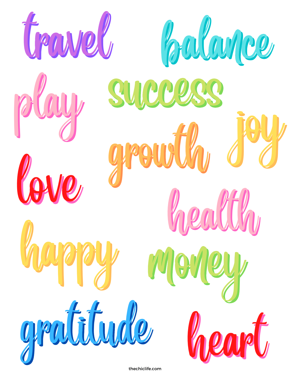 Printable Vision Board Words