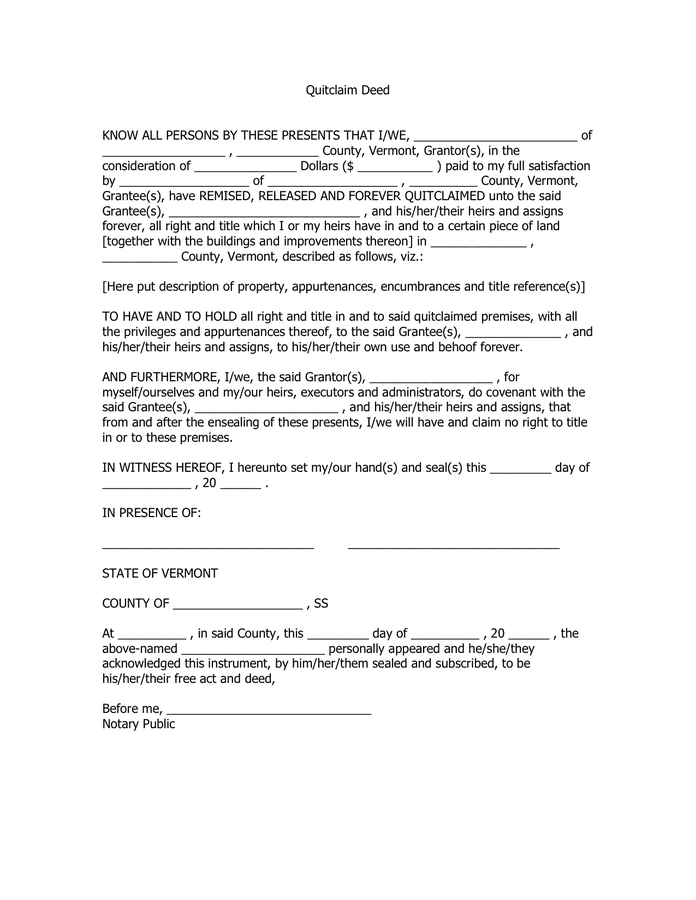 Quitclaim Deed Printable Form Printable Forms Free Online