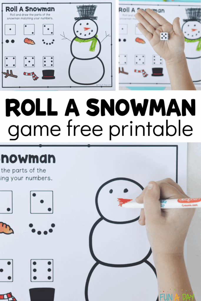 Roll A Snowman Free Printable Game Winter Activities For Kids Winter 