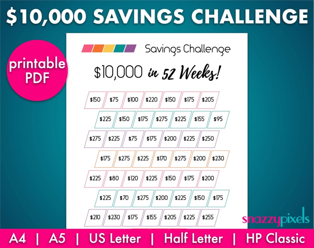 Savings Challenge Printable Pdf Free Printable Calendar