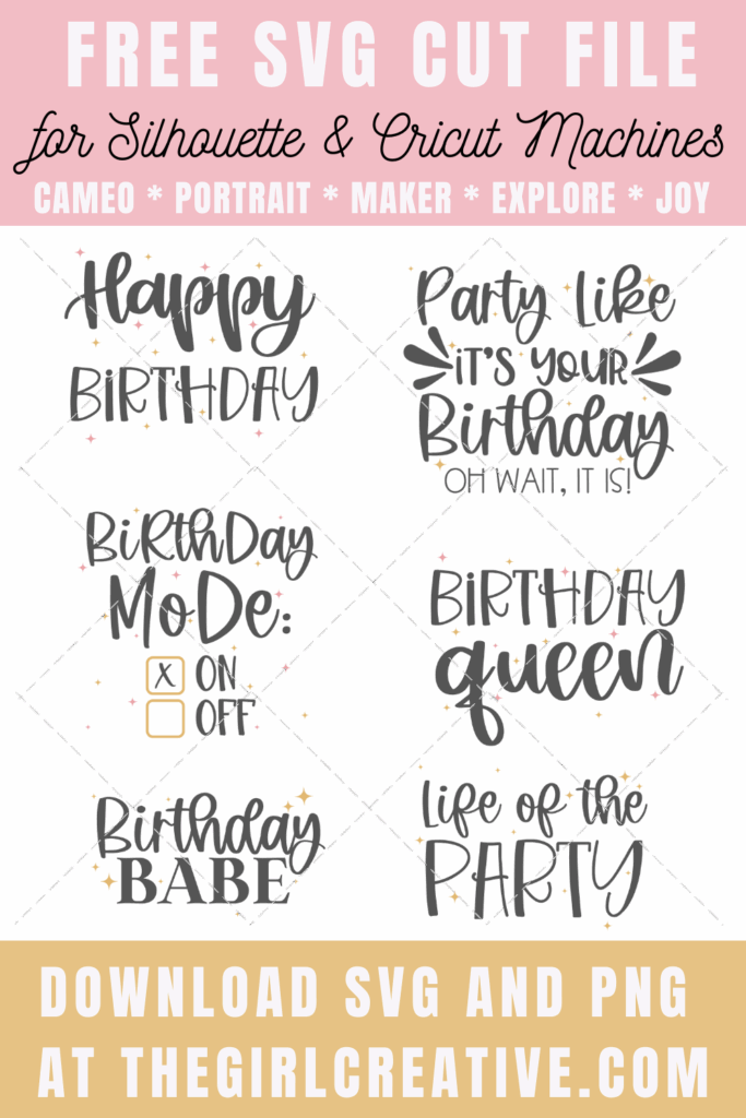 Silhouette Free Printable Editable Girls Birthday Gift Tags Svg File 