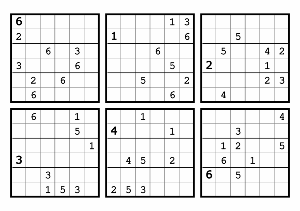 Sudoku Printable Free 6 Per Page FREE Printable HQ