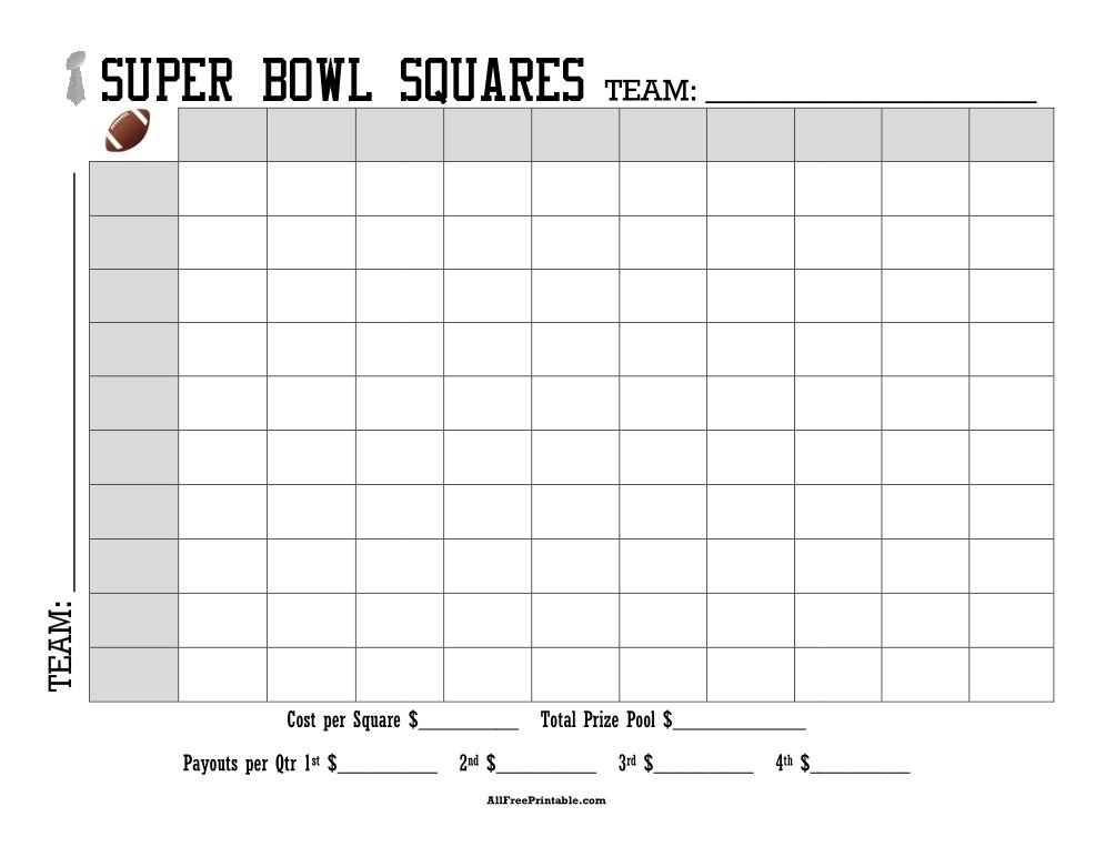 Super Bowl Squares Free Printable