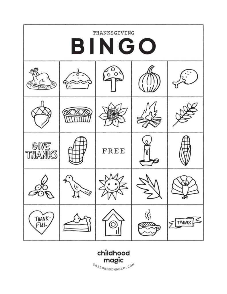 Thanksgiving Bingo Childhood Magic