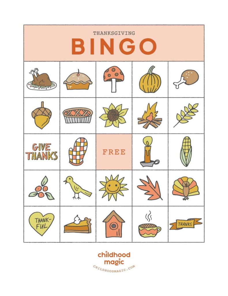 Thanksgiving Bingo Childhood Magic
