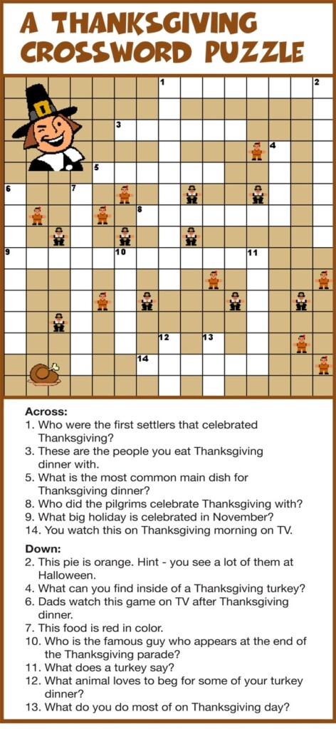 Thanksgiving Crossword Free Printable Printable Word Searches