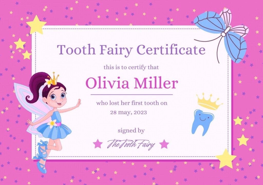 Tooth Fairy Certificate Free Printable FREE Printable HQ