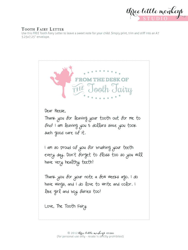 Tooth Fairy Notes Printable Free Free Printable Templates