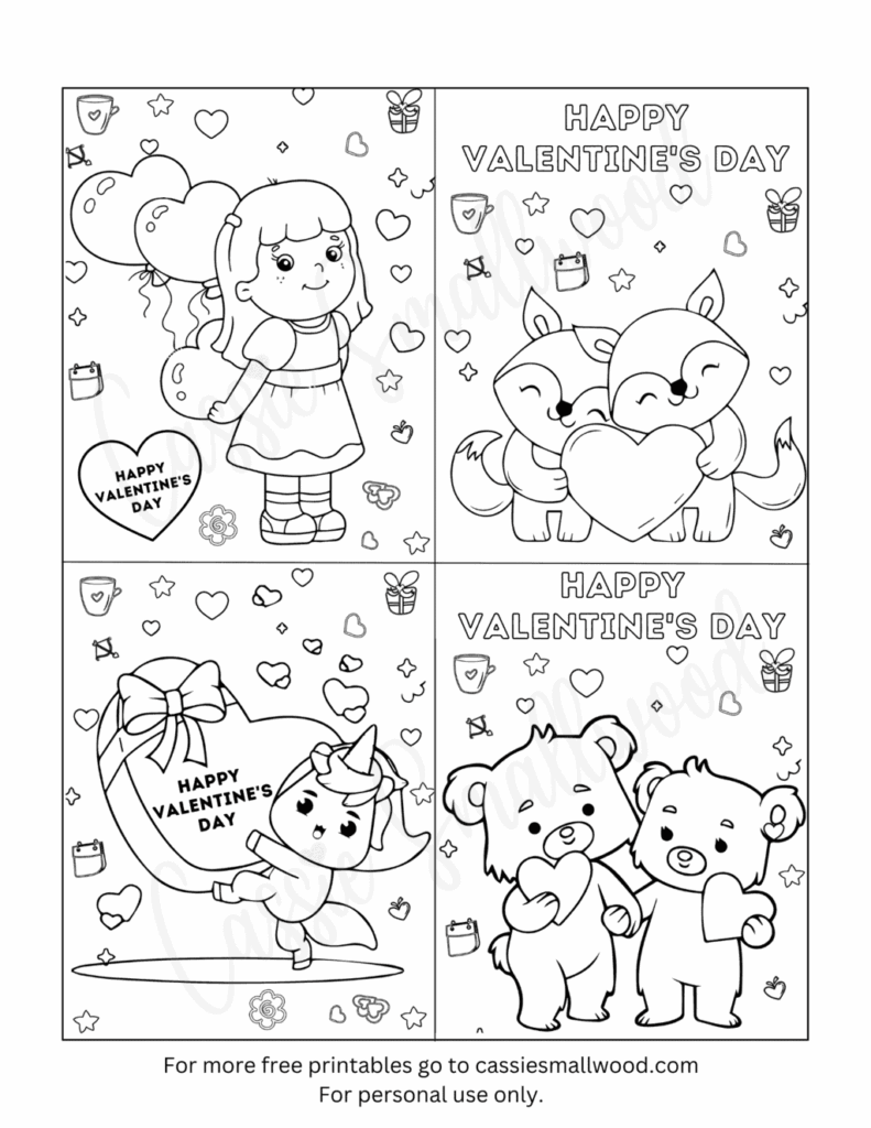 Valentine Exchange Cards To Color Cassie Smallwood