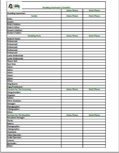 Wedding Coordinator Checklist Wedding Planning Checklist Budget
