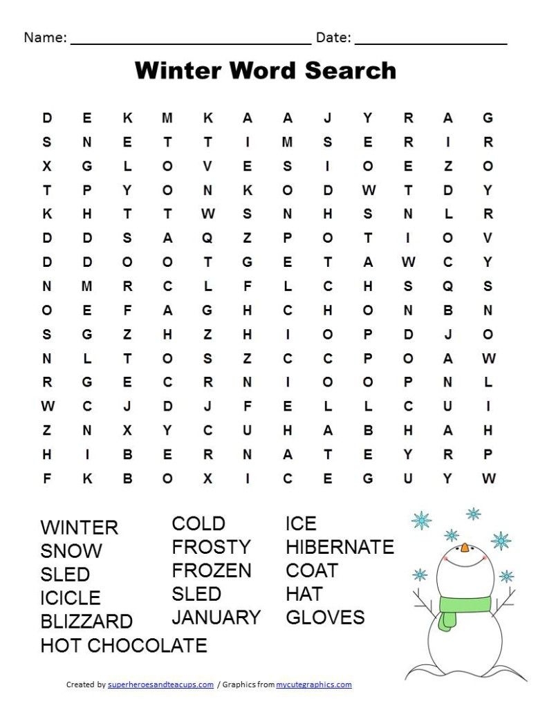Winter Word Search Printable Free Printables Winter Word Search 