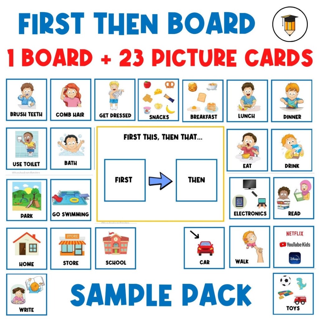 1 BOARD 23 PICTURE CARDS First Then Board Visual Aid Visual Schedule Toddler Behavior Chart Task Card Autism Communication Etsy