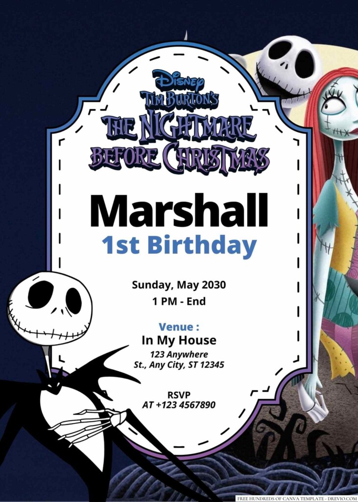 16 The Nightmare Before Christmas Canva Birthday Invitation Templates