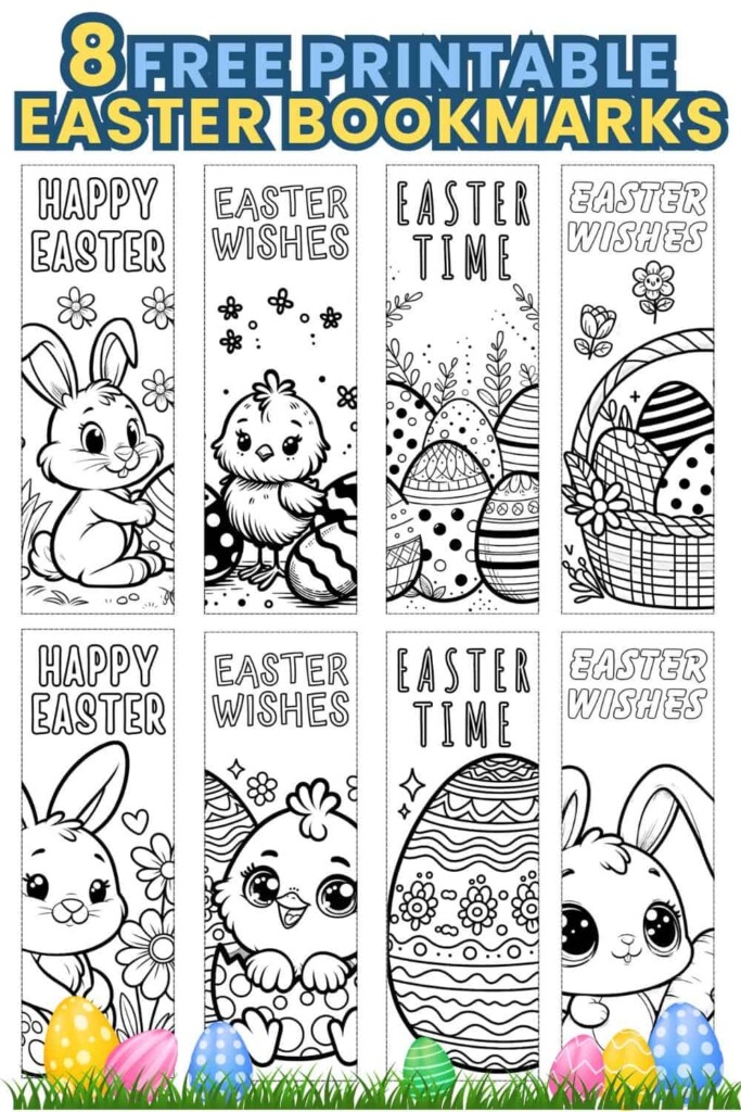 8 FREE Printable Easter Bookmarks For Kids To Color