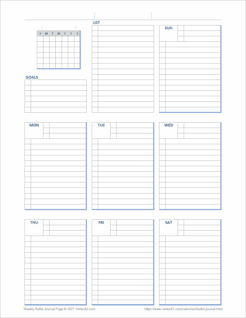 Bullet Journal Templates For Excel And PDF