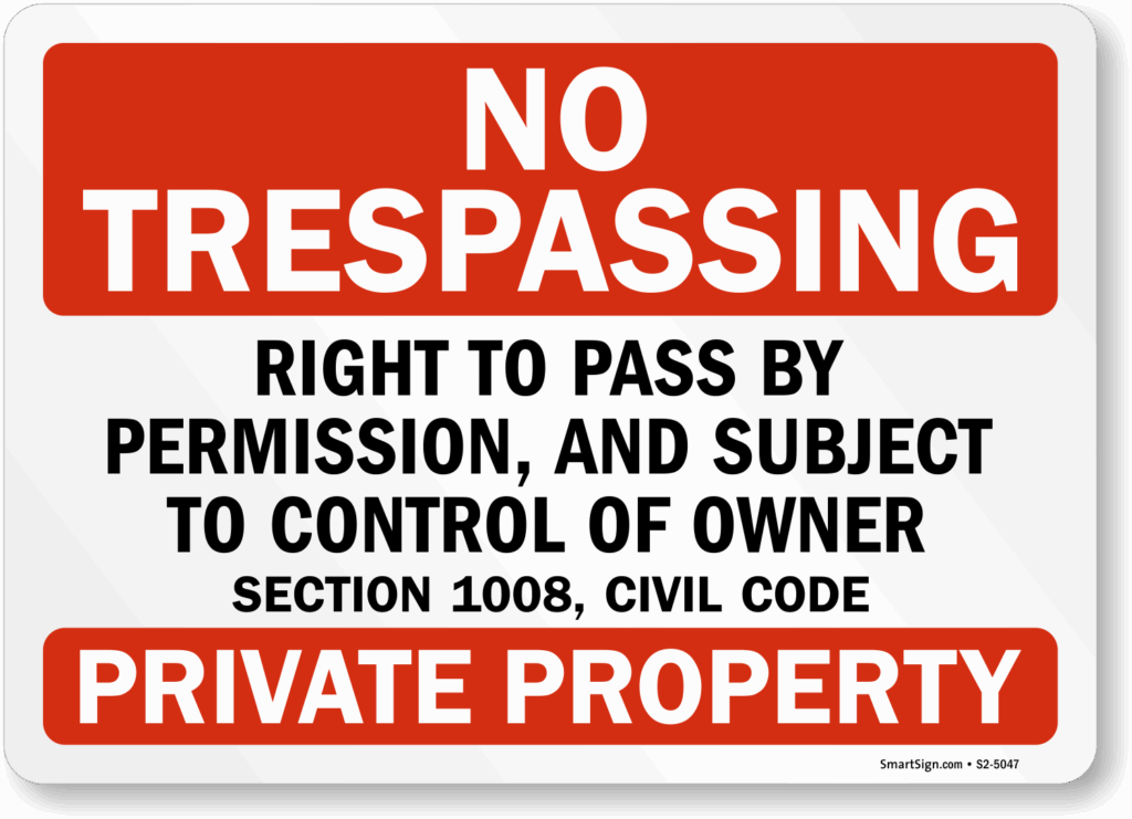 California Private Property No Trespassing Sign SKU S2 5047