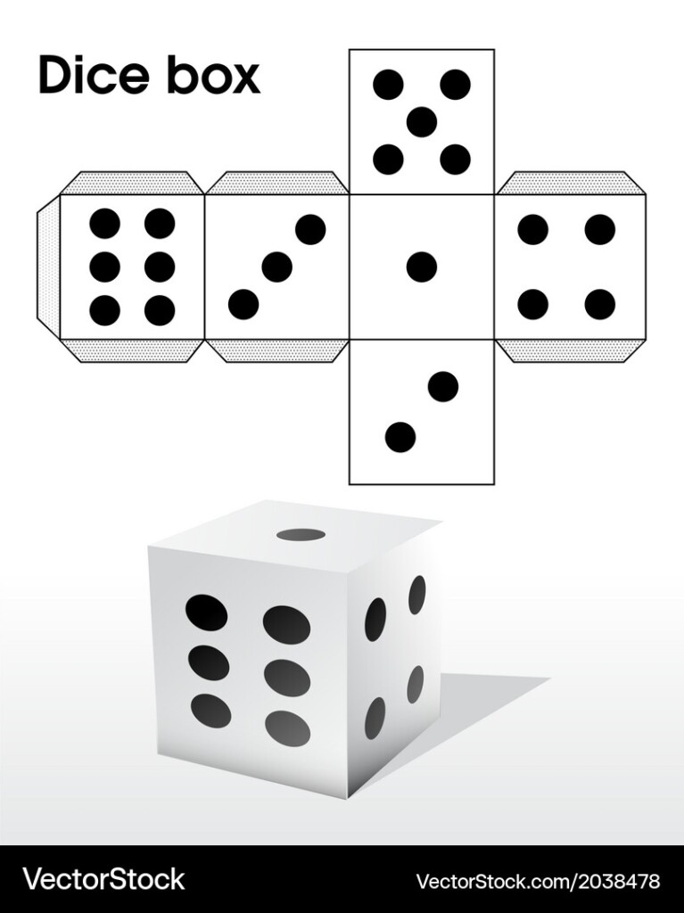 Dice Template Printable Cutout Royalty Free Vector Image