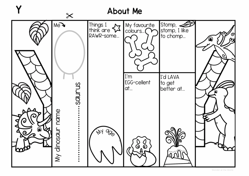 Dinosaur All About Me Foldable Mini books Back To School Teaching Resources