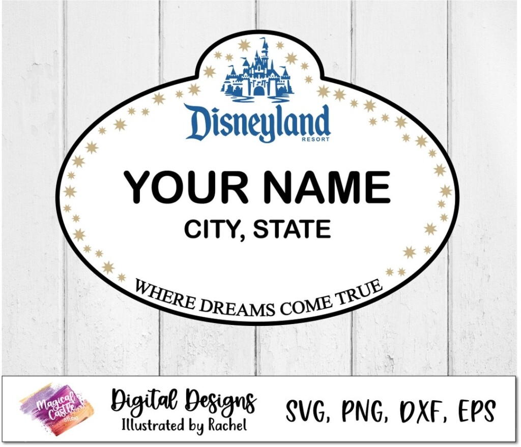 Disneyland Name Tag Cut File Cast Member Badge Name Tag Vector File Where Wishes Come True Cricut Cut File Custom Name Tag Etsy
