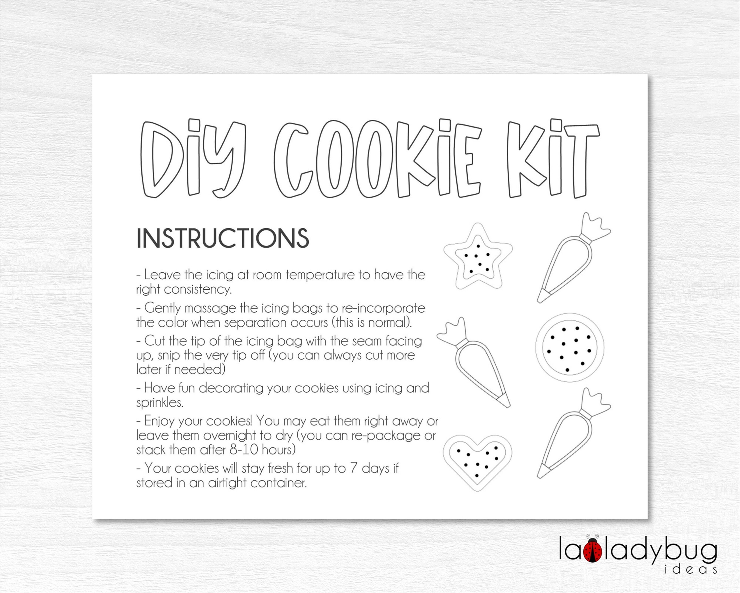 DIY Cookie Kit Instructions Printable Card Printable Instructions Card For DIY Cookie Kit Coloring Card For DIY Cookie Kit Instructions Etsy