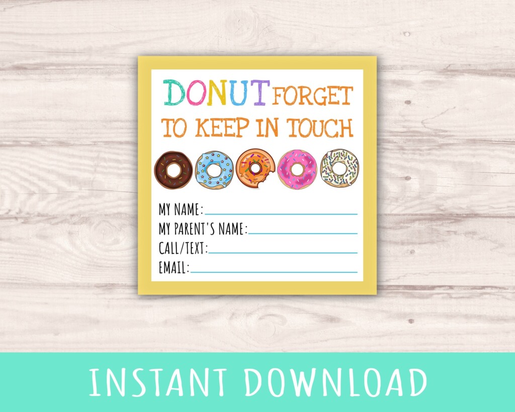 Donut Forget To Keep In Touch Play Date End Of Year Card Instant Download Last Day Of School DIY Printable Calling Card Etsy
