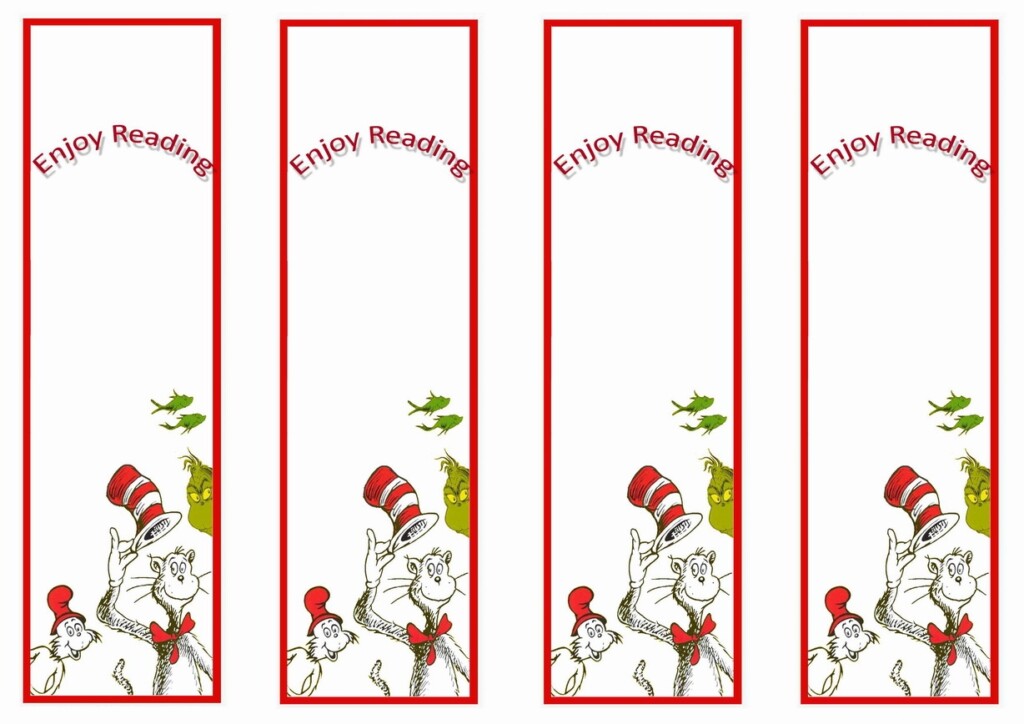 Dr Seuss Bookmarks Printable Printable Party Favors