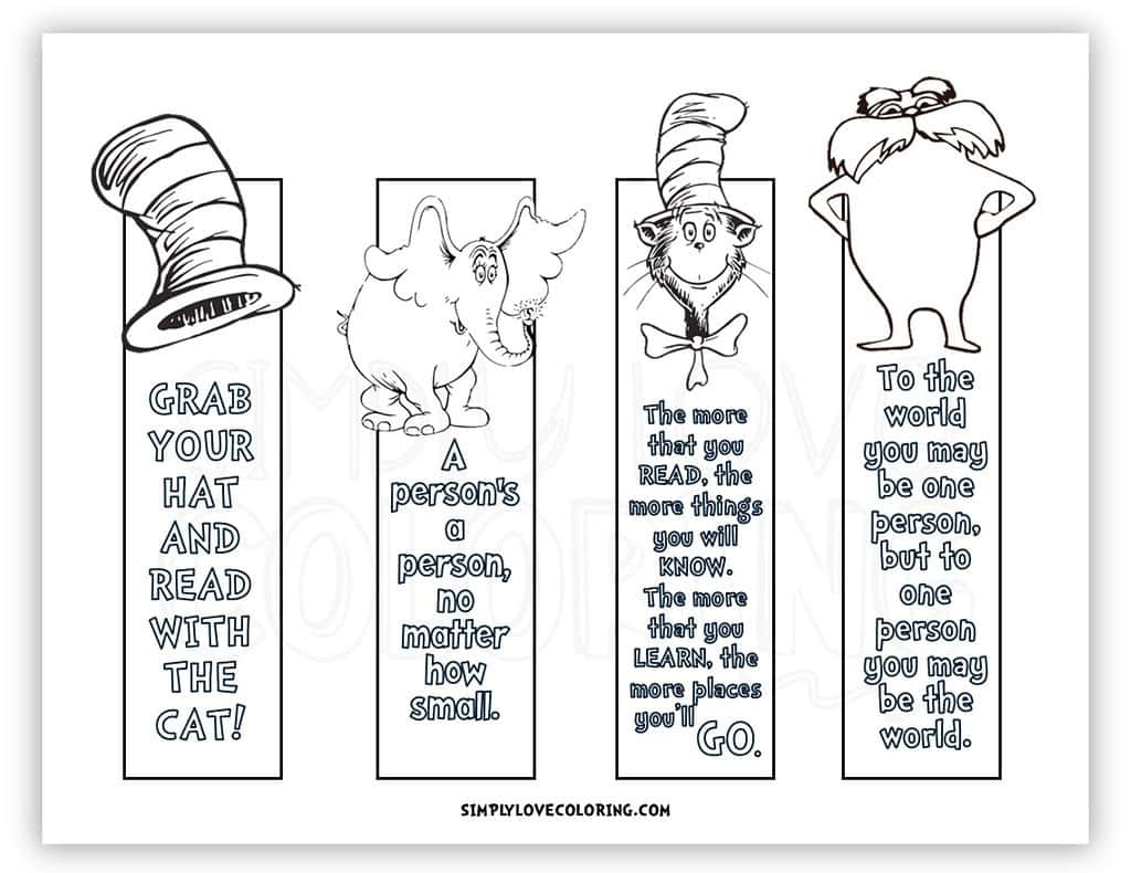 Dr Seuss Bookmarks To Color Free PDF Downloads Simply Love Coloring
