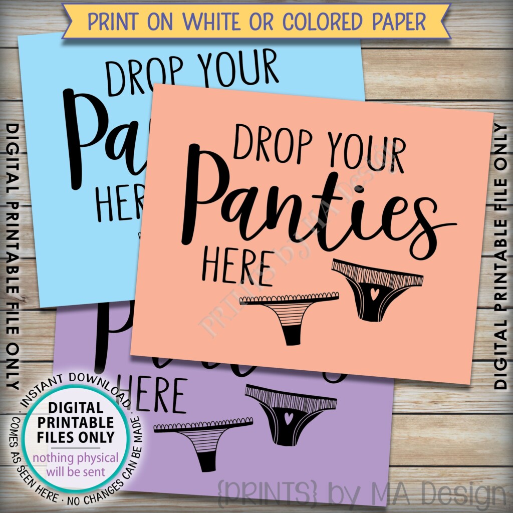 Drop Panties Here Panty Game Bridal Shower Game Guess The Panties Bachelorette Party Game Bachelorette Idea PRINTABLE 8x10 Sign