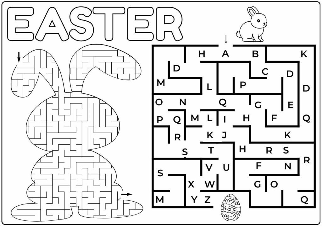 Easter Bunny Maze Follow The ABCs Find The Basket Free PDF Ezpzlearn