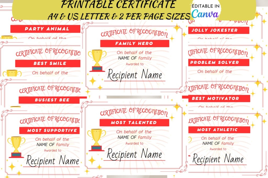 Editable Family Reunion Award Certificate Canva 2592895 