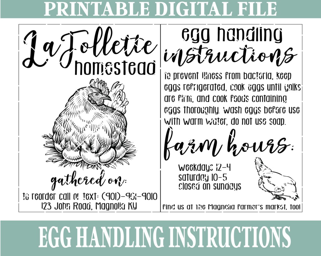 Egg Handling Instruction Card Printable Digital Download Customize And Personalize Etsy
