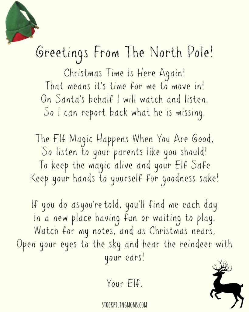 Elf On A Shelf Welcome Letter Printable STOCKPILING MOMS 