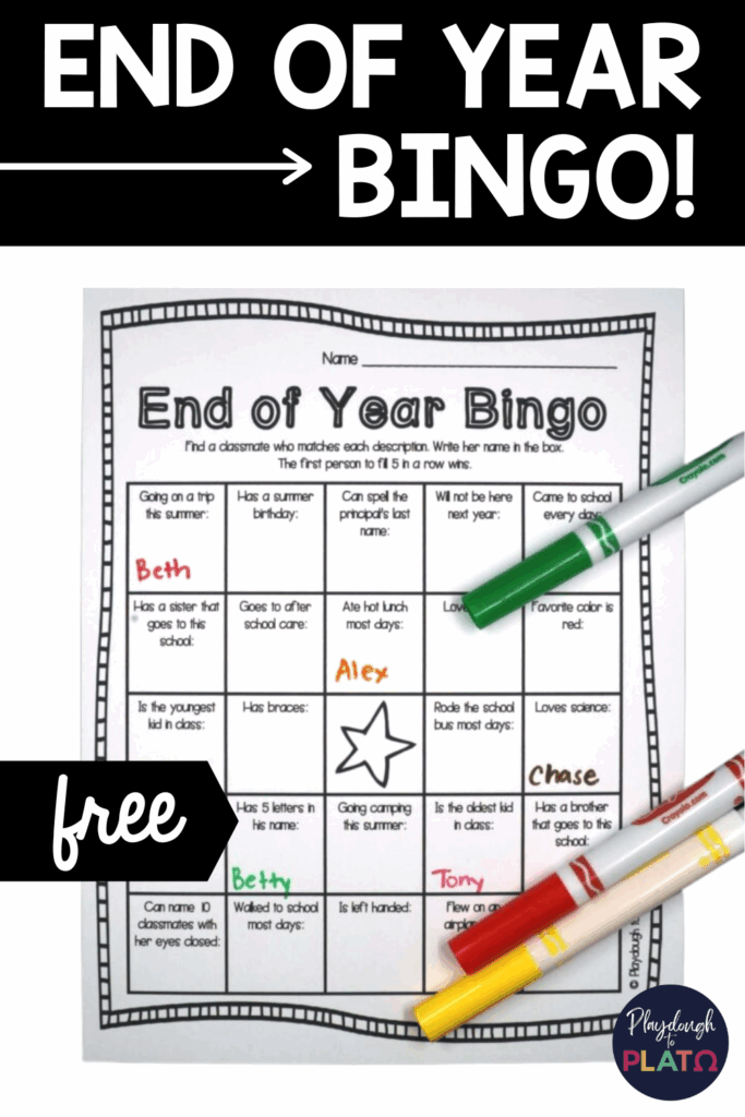 End Of The Year Bingo Playdough To Plato