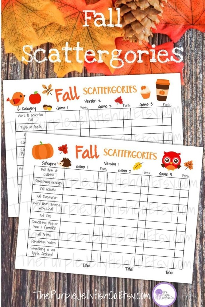 Fall Scattergories Lists Fall Activity For Kids Scattergories Lists Printable Fall Party Game