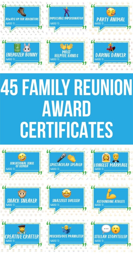 Family Reunion Award Certificates Family Gathering Awards Family Reunion Games Talent Show