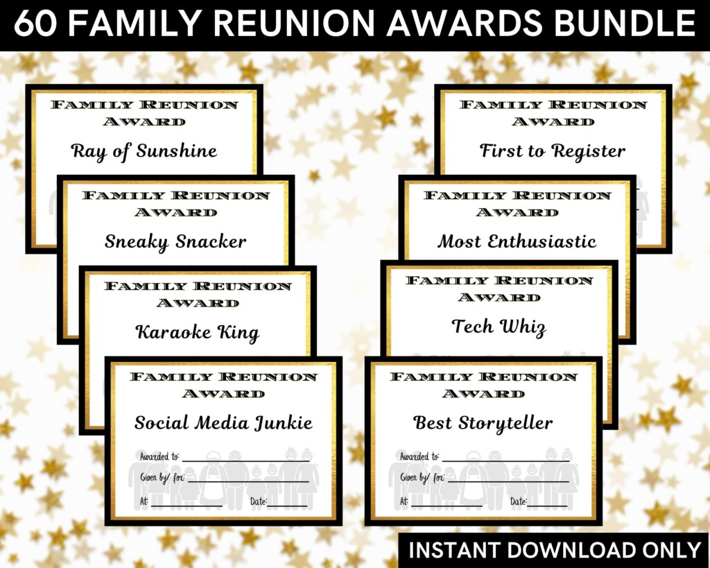 Family Reunion Awards Printable 60 Funny Certificates instant Download Etsy Israel