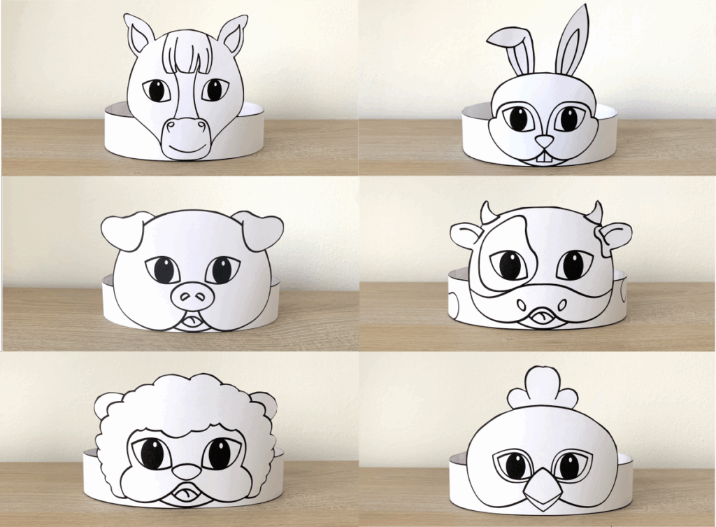 Farm Animals Paper Crowns Printable Coloring Craft Activity Made By Teachers