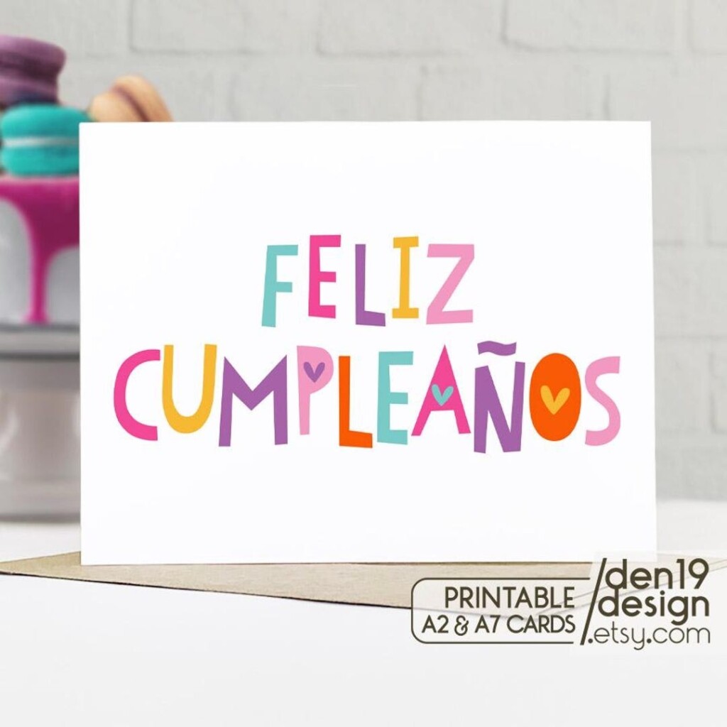 Feliz Cumplea os Card Spanish Birthday Card PDF Etsy