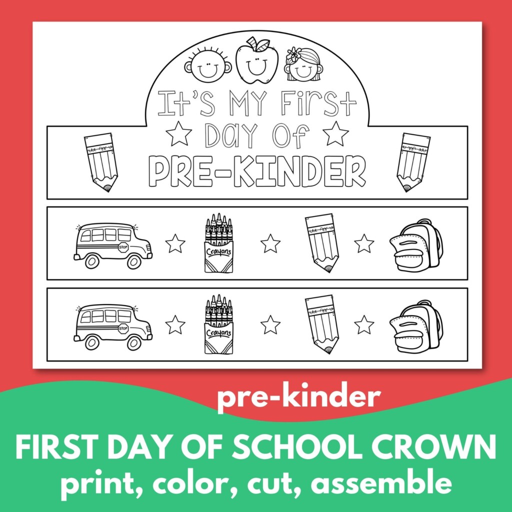 First Day Of Pre k Crown Printable Prek Kids Crown Pre Kinder Headband Etsy