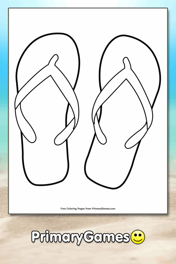 Flip Flops Coloring Page FREE Printable PDF From PrimaryGames