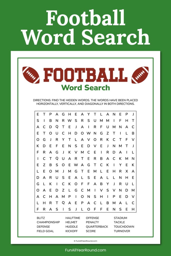 Football Word Search Fun All Year Round