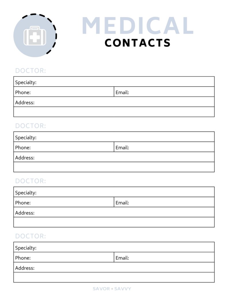 Free 4 Page Medical Binder Printable Savor Savvy