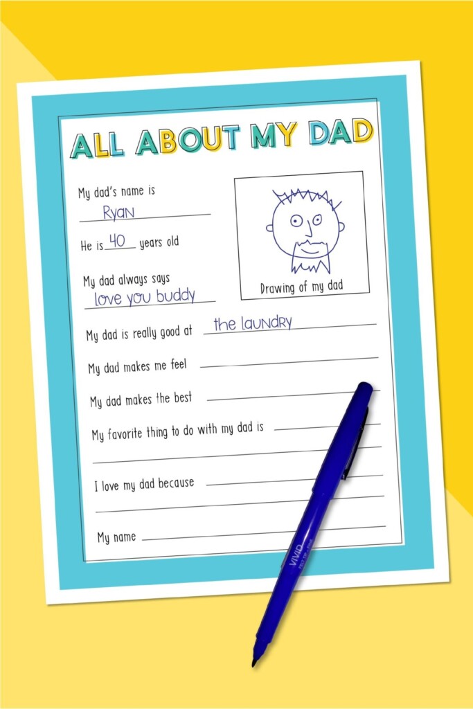 Free All About My Dad Printable For Father s Day Hey Let s Make Stuff