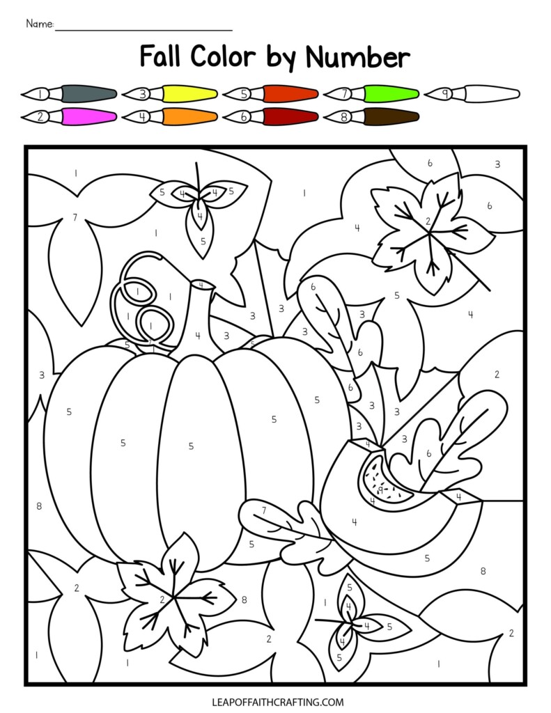FREE Fall Color By Number Printables 6 Sheets 